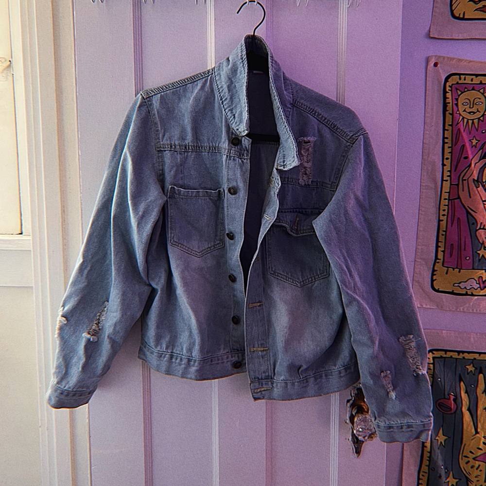 Distressed Blue Denim Jean Jacket